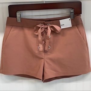Express Pink Mid Rise Lace-Up Shorts